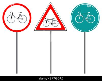 panneaux de signalisation à vélo sur fond blanc, illustration vectorielle abstraite Illustration de Vecteur