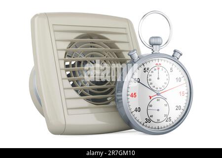 Ventilateur d'extraction avec chronomètre, rendu 3D isolé sur fond blanc Banque D'Images