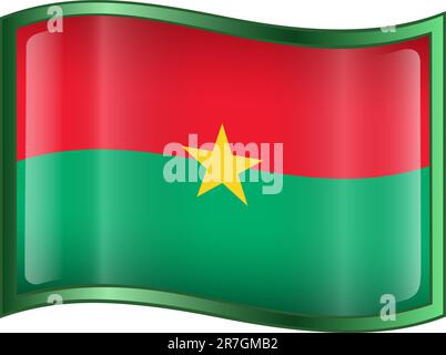 Icône du drapeau du Burkina Faso, isolée sur fond blanc Illustration de Vecteur