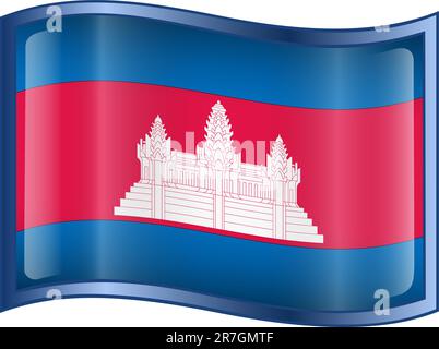 Icône du drapeau du Cambodge, isolée sur fond blanc Illustration de Vecteur