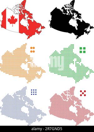 Carte d'illustration vectorielle superposée et drapeau du Canada. Illustration de Vecteur