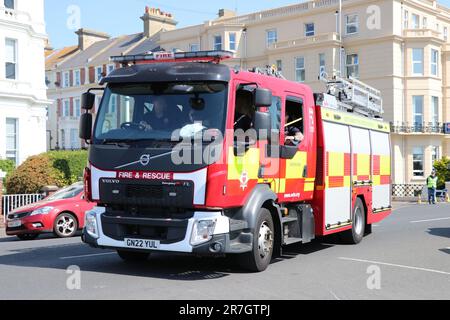 CAMION D'INCENDIE ET DE SAUVETAGE EAST SUSSEX Banque D'Images