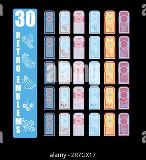 jeu d'étiquettes vintage, fond noir vectoriel Illustration de Vecteur