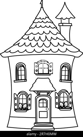 Maison de dessin animé en doodle technique.Vector illustration graphique design Illustration de Vecteur