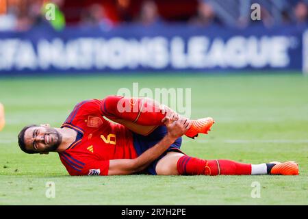15-06-2023: Sport: Spanje / Italie ENSCHEDE, PAYS-BAS - JUIN 15: Mikel Merino (Espagne) pendant le match UEFA Nations League 2022/23 semi-final Espagne Banque D'Images