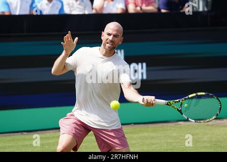 Adrian Mannarino (FRA) en action au deuxième tour contre Daniil Medvedev (RUS) lors des championnats de la Cour d'Open Grass de Libema sur 15 juin 2023 à Rosmalen, pays-Bas crédit: SCS/Soenar Chamid/AFLO/Alamy Live News Banque D'Images