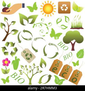 Symboles écologiques et écologiques Illustration de Vecteur