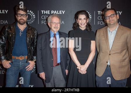 New York, États-Unis. 15th juin 2023. Adam Goldberg, Menachem Rosensaft, Julianna Margulies et Jason Zinoman assistent au "rôle des médias dans la lutte contre l'antisémitisme: Représentation juive à la télévision", une discussion sur la lutte contre l'antisémitisme au Paley Center for Media de New York. (Photo par Ron Adar/SOPA Images/Sipa USA) crédit: SIPA USA/Alay Live News Banque D'Images