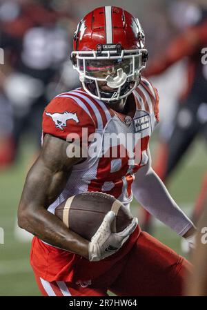 (Ottawa, Canada---15 juin 2023) Cole Tucker (88) des Stampeders de Calgary dans la Ligue canadienne de football (LCF), action de saison régulière entre les Stampeders de Calgary aux RednNoirs d'Ottawa. Photographie Copyright Sean Burges / Mundo Sport Images 2023. Banque D'Images