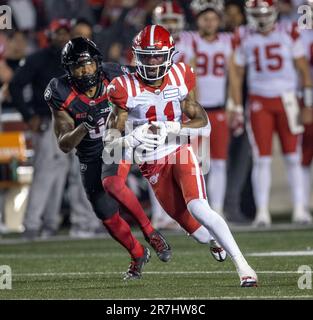 (Ottawa, Canada---15 juin 2023) Malik Henry (11) des Stampeders de Calgary dans la Ligue canadienne de football (LCF), action de saison régulière entre les Stampeders de Calgary dans les RedBlacks d'Ottawa. Photographie Copyright Sean Burges / Mundo Sport Images 2023. Banque D'Images