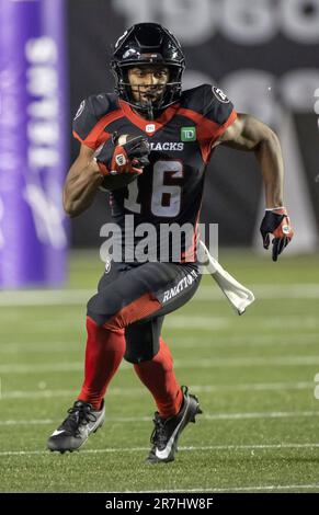 (Ottawa, Canada---15 juin 2023) de'mon Tuggle (16) des Reddnuners d'Ottawa dans la Ligue canadienne de football (LCF) action de saison régulière entre les Stampeders de Calgary aux Reddnuners d'Ottawa. Photographie Copyright Sean Burges / Mundo Sport Images 2023. Banque D'Images