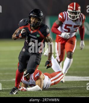 (Ottawa, Canada---15 juin 2023) de'mon Tuggle (16) des Reddnuners d'Ottawa dans la Ligue canadienne de football (LCF) action de saison régulière entre les Stampeders de Calgary aux Reddnuners d'Ottawa. Photographie Copyright Sean Burges / Mundo Sport Images 2023. Banque D'Images