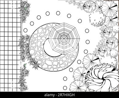 Plan de paysage et de jardin Illustration de Vecteur