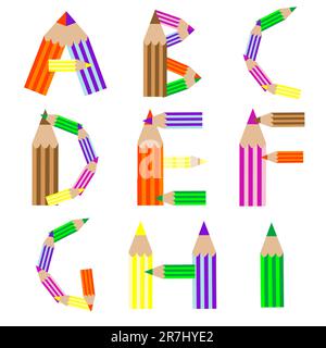 crayons alphabet, illustration d'art vectoriel; plus de lettres de l'alphabet dans ma galerie Illustration de Vecteur