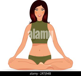 Illustration young woman doing yoga exercice - vector Illustration de Vecteur