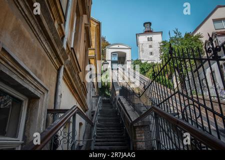 Le funiculaire de Zagreb, l'un des plus courts du monde en matière de transport public Banque D'Images