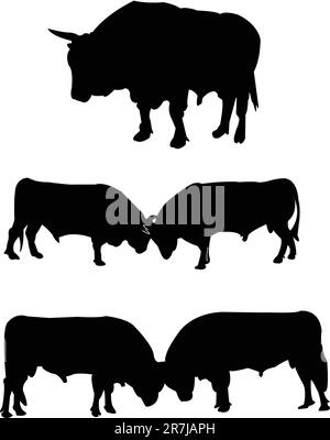 collection bulls silhouette - vector Illustration de Vecteur