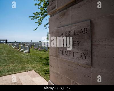 Le cimetière de Caterpillar Valley est l'un des plus grands cimetières de la somme et contient 5197 sépultures britanniques, Banque D'Images