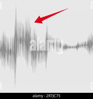 Un tremblement de terre sur le graphique de l'activité sismique. Illustration de Vecteur