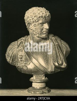 Ancienne statue de buste en marbre de l'empereur romain Caracalla, Musée Capitoline, Italie 1900s Banque D'Images