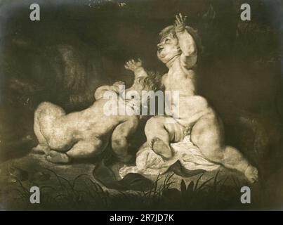 Détail de la peinture Romulus et Remus par l'artiste flamand Peter Paul Rubens, Musée Capitoline, Rome, Italie 1900s Banque D'Images