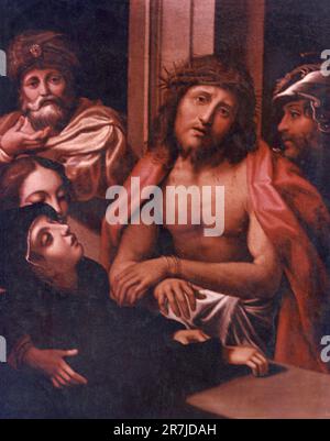 ECCE Homo, alias Christ présenté au peuple, peinture par l'artiste italien Antonio da Correggio, Italie, 1930s Banque D'Images