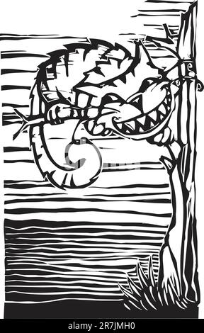 Cheshire Cat de Lewis Carroll, Alice au Pays des Merveilles. Illustration de Vecteur