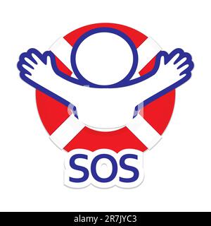 Signe / symbole sos - le signal de détresse international. Illustration de Vecteur