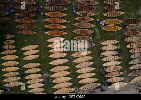 Vue aérienne du marché en bois de Ghior à Manikganj. Bangladesh Banque D'Images