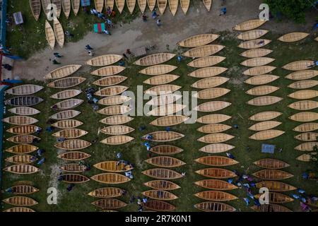 Vue aérienne du marché en bois de Ghior à Manikganj. Bangladesh Banque D'Images