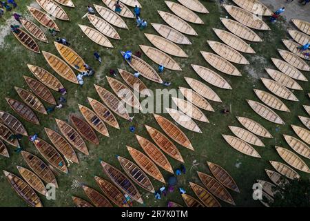 Vue aérienne du marché en bois de Ghior à Manikganj. Bangladesh Banque D'Images