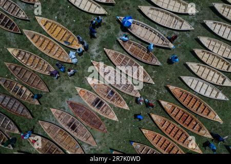 Vue aérienne du marché en bois de Ghior à Manikganj. Bangladesh Banque D'Images