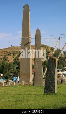 Le Nord de l'Obélisque d'Axum, stèles, Parc, Axum, région du Tigré, en Ethiopie Banque D'Images