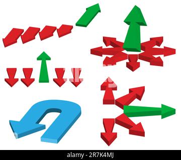 Ensemble de différentes flèches rouge et verte Illustration de Vecteur