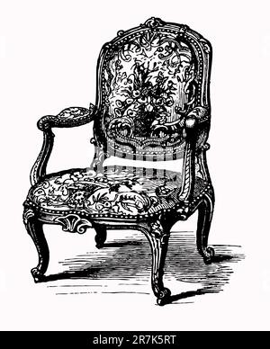 Illustration vectorielle d'un fauteuil baroque ancien, chaise damassé Illustration de Vecteur