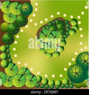 Plan de jardin avec symboles Illustration de Vecteur