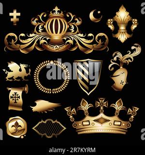 ensemble royal héraldique, cette illustration peut être utile comme travail de concepteur Illustration de Vecteur