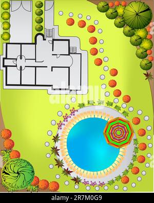 Plan coloré de plantes décoratives de jardin Illustration de Vecteur