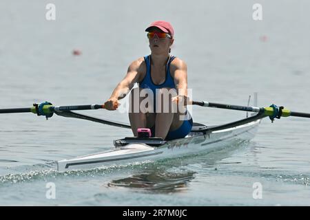 Varese, Italie. 16th juin 2023. Sculpls simples de femmes: ELISA Mondelli (ITA) pendant la coupe du monde d'aviron 2023 II, Canoying à Varese, Italie, 16 juin 2023 crédit: Agence de photo indépendante/Alamy Live News Banque D'Images