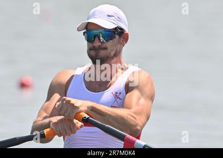 Varese, Italie. 16th juin 2023. Sculpls individuels hommes: Quentin Antognelli (mon) pendant la coupe du monde d'aviron 2023 II, Canoying à Varese, Italie, 16 juin 2023 crédit: Agence de photo indépendante/Alamy Live News Banque D'Images
