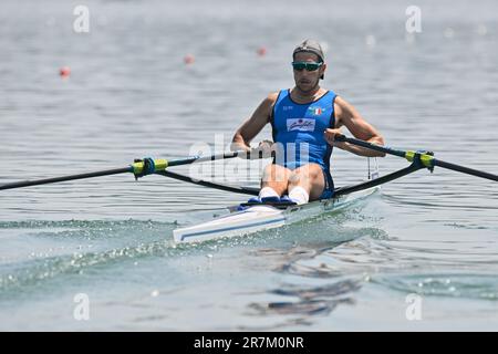 Varese, Italie. 16th juin 2023. Varèse, Varèse, Italie, 16 juin 2023, Sculpls individuels hommes: Davide Mumolo (ITA) pendant la coupe du monde d'aviron 2023 II - Canoying crédit: Live Media Publishing Group/Alamy Live News Banque D'Images