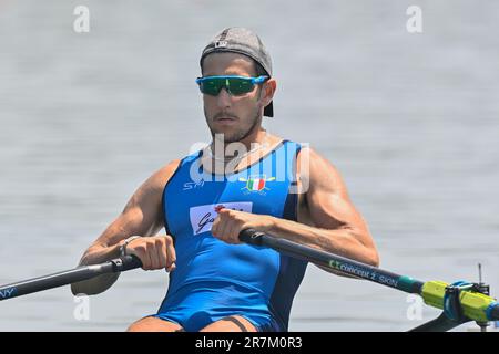 Varese, Italie. 16th juin 2023. Varèse, Varèse, Italie, 16 juin 2023, Sculpls individuels hommes: Davide Mumolo (ITA) pendant la coupe du monde d'aviron 2023 II - Canoying crédit: Live Media Publishing Group/Alamy Live News Banque D'Images
