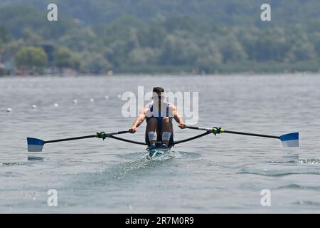 Varese, Italie. 16th juin 2023. Varèse, Varèse, Italie, 16 juin 2023, Sculpls individuels hommes: Dani Fridman (ISR) pendant la coupe du monde d'aviron 2023 II - Canoying crédit: Live Media Publishing Group/Alay Live News Banque D'Images