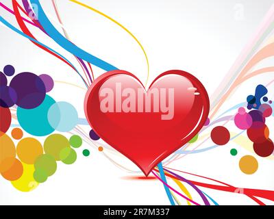 coeur abstrait coloré avec vague Illustration de Vecteur
