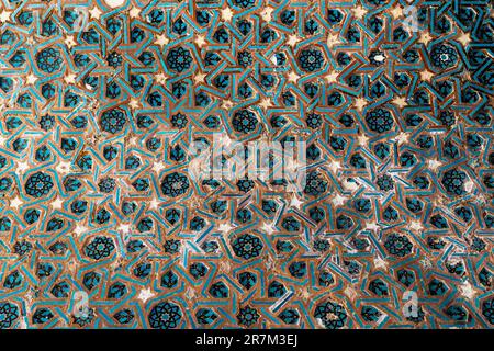 Carreaux bleus anciens de Blue Madrasa (GOK Medese en turc), Sivas, Turquie Banque D'Images