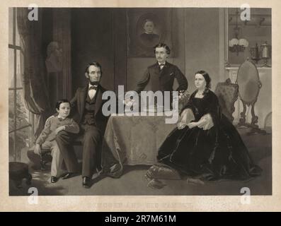 Lincoln et la famille 1866 Banque D'Images