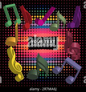 Fond musical - Notes multicolores sur fond en pointillés Illustration de Vecteur