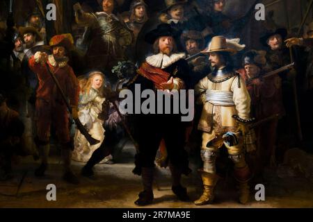 The Night Watch, Milice Company of District II sous le commandement du capitaine Frans Banninck Cocq, Rembrandt, 1642, Rijksmuseum, Amsterdam, Pays-Bas Banque D'Images