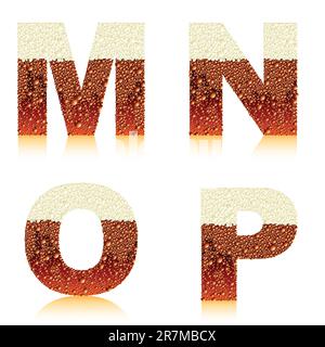 L'alphabet de bière foncée MNOP, cette illustration peut être utile comme travail de concepteur Illustration de Vecteur