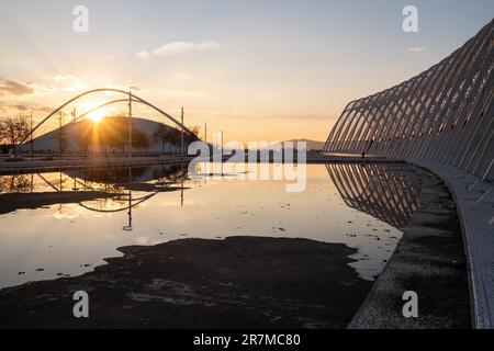 Grèce, Athènes, le 2023-01-17. Le grand complexe olympique Spyrídon-Louis a été construit spécialement pour les jeux, y compris une grande structure d'arches dans un Banque D'Images